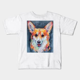 Conceptual abstract painting of a welsh corgi pembroke muzzle. Kids T-Shirt